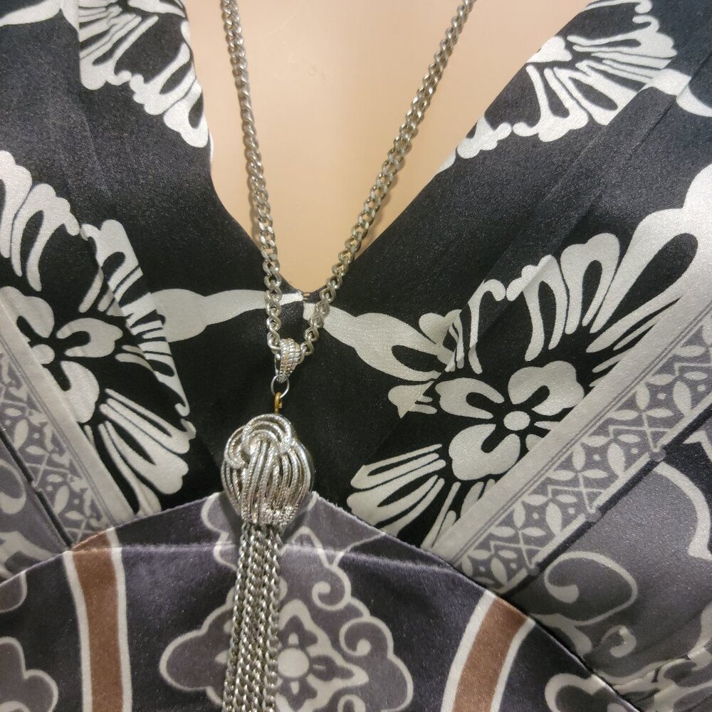Monet Necklace Flapper Silver Tone Vintage and Elegant 25" Long
